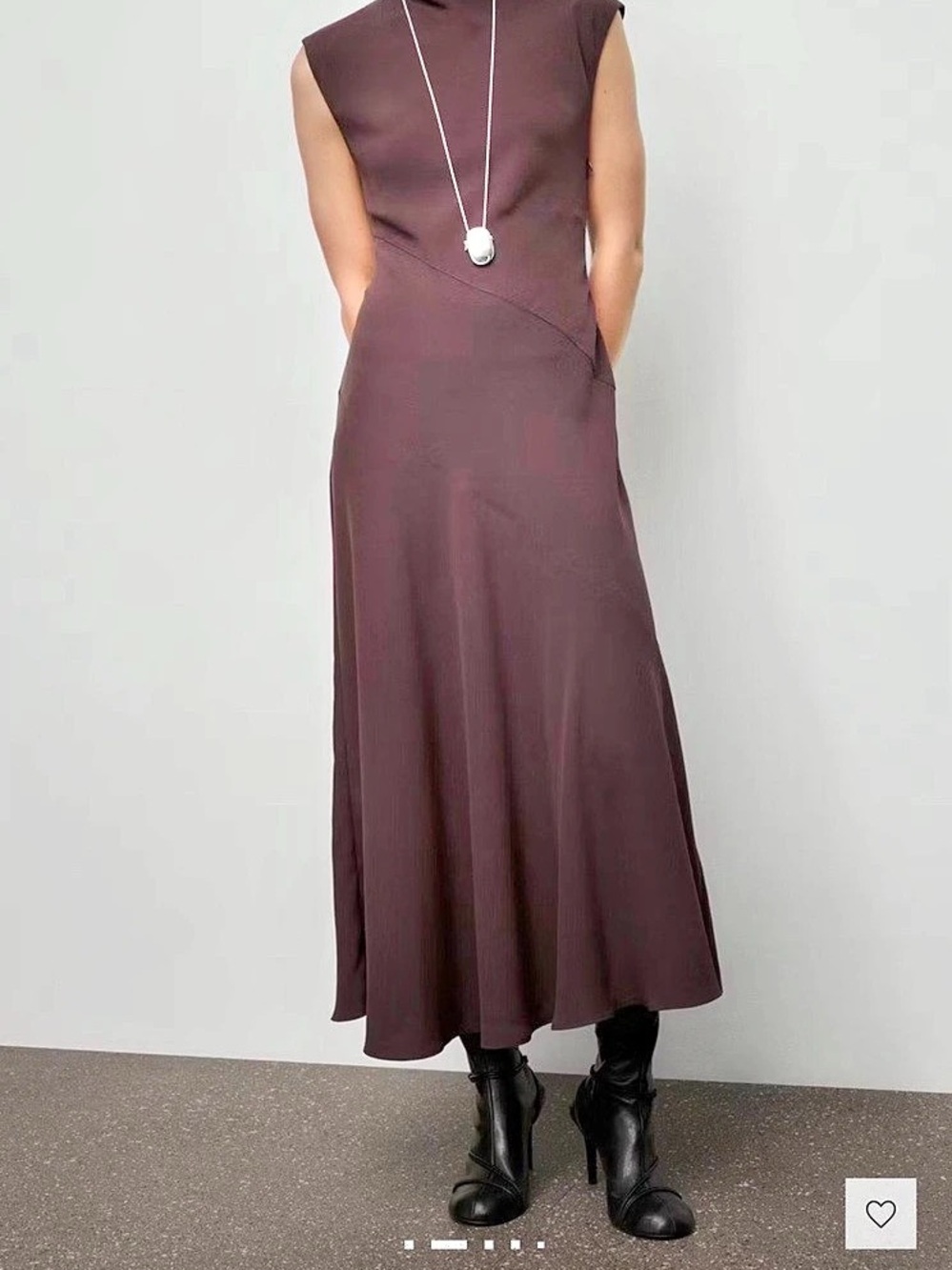 Mango- never used! Brown A-Line Turtleneck Maxi Dress